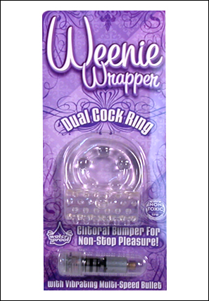 Weenie Wrapper- Dual Cock Ring - Clear